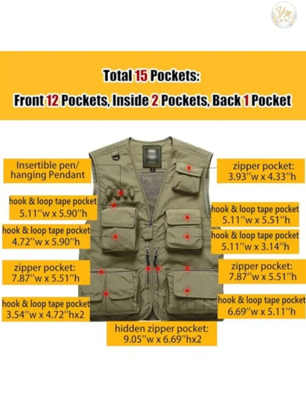 Men's Lightweight Multi Pocket Cargo Vest Jacket Outdoor Travel
